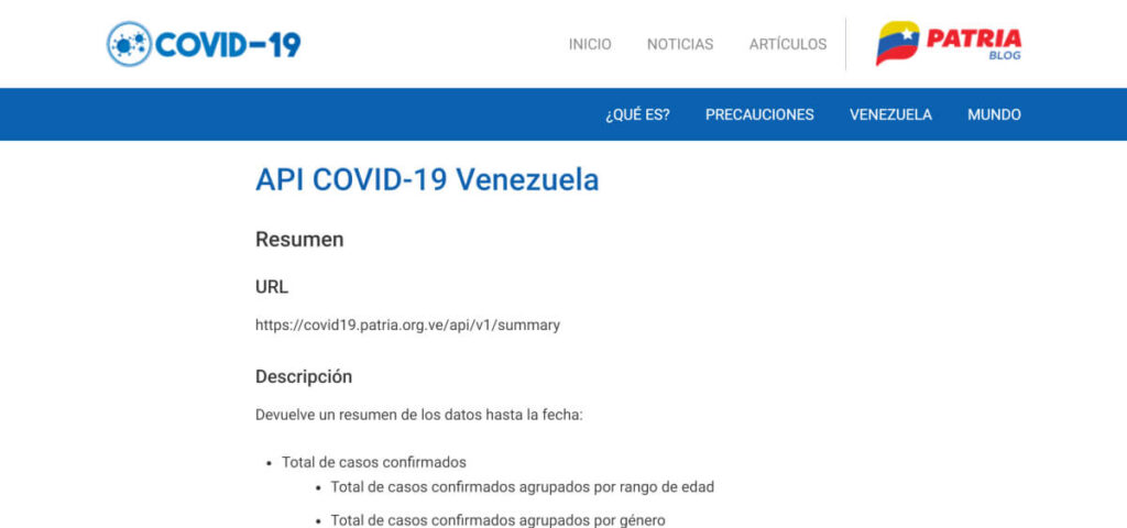 API COVID-19 Venezuela