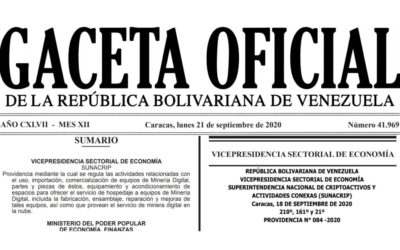Publicada en Gaceta Oficial Providencia para la Regulación de la actividad de minería digital de criptomonedas