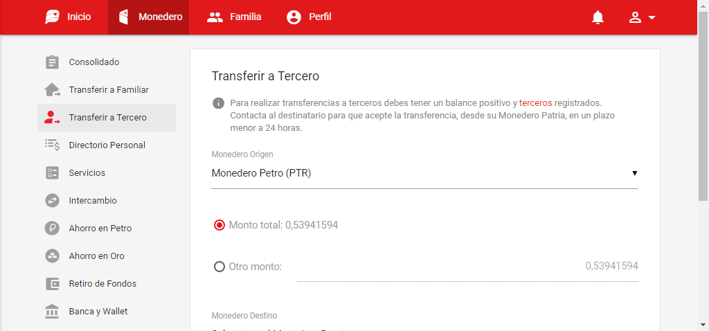Patria transferir terceros