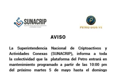Mantenimiento programado de la plataforma Petro