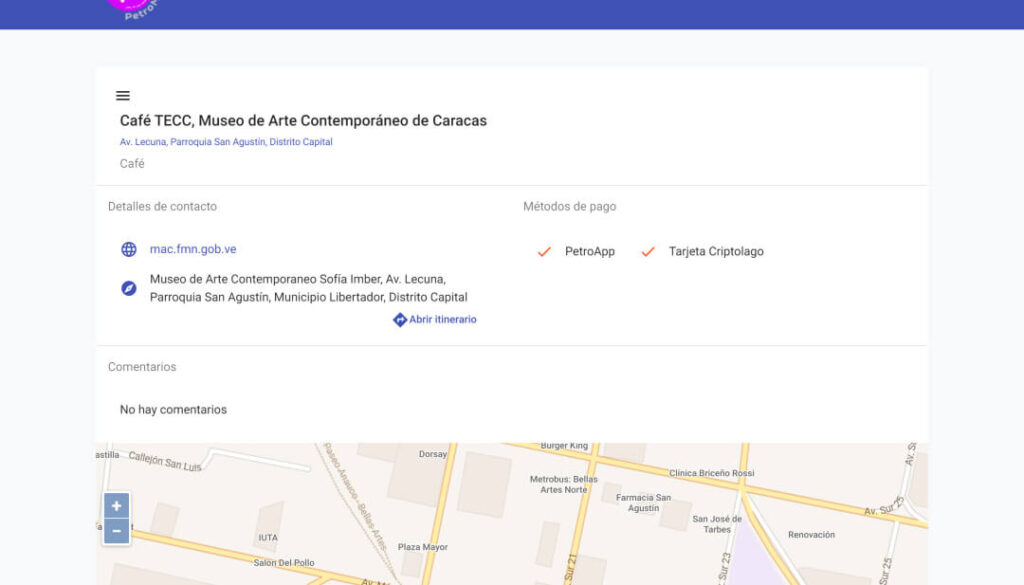 PetroMap Café TECC, Museo de Arte Contemporáneo de Caracas
