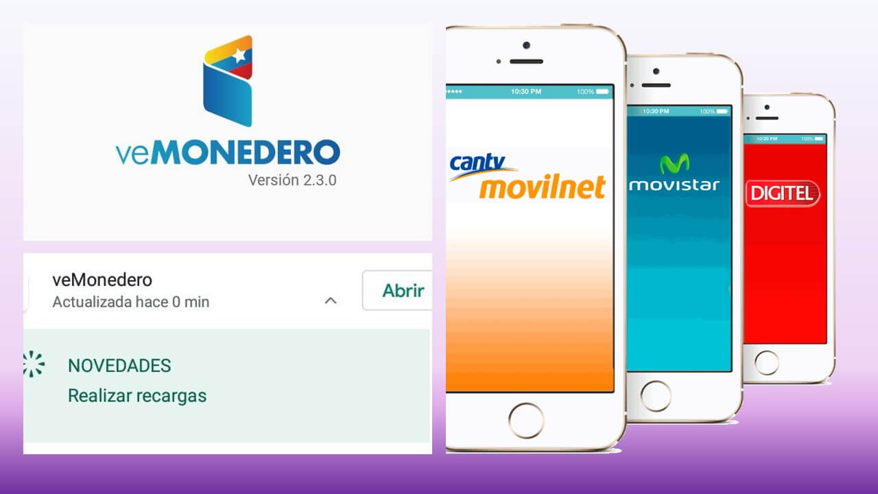 Recarga Movilnet Movistar Digitel a través de veMonedero Patria