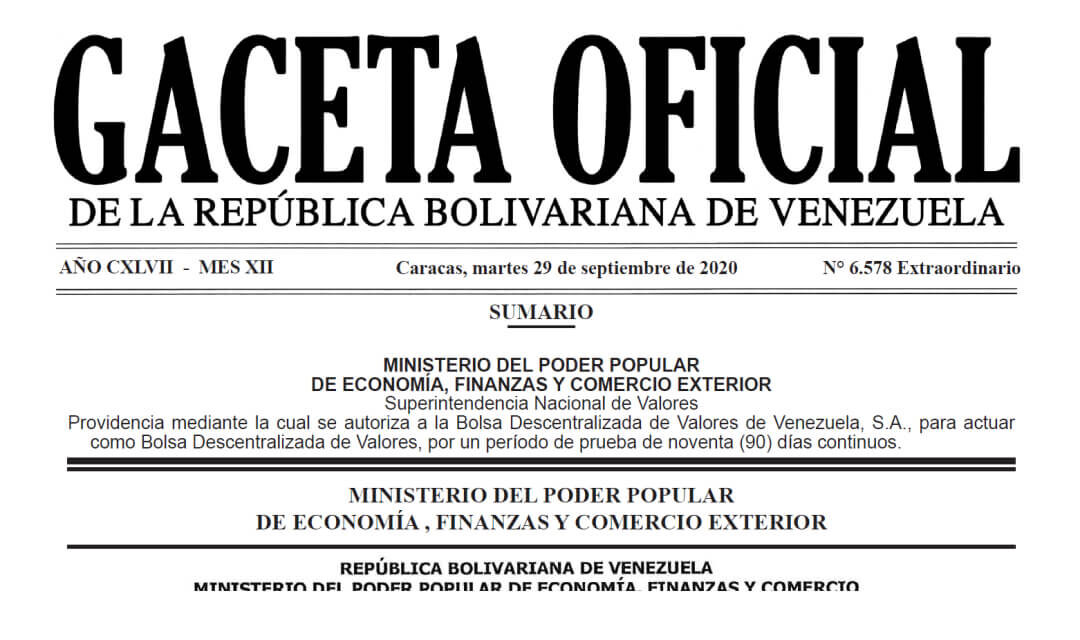 gaceta oficial extraordinar 30 septiembre 2020ia Venezuela número 6.578