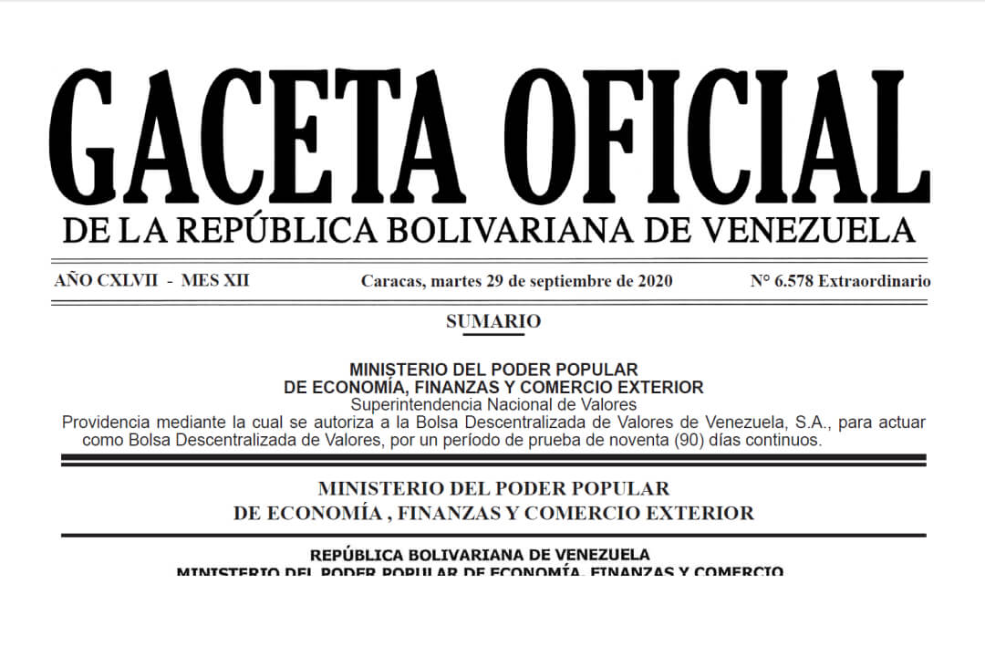 gaceta oficial extraordinar 30 septiembre 2020ia Venezuela número 6.578